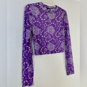 Beetlejuice Long Sleeve Mesh Top Purple Grunge
